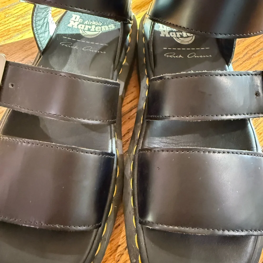 Rick Owen’s Dr. Martens Black Leather Buckle size 8 fits women 9 Sandals - Picture 7 of 7